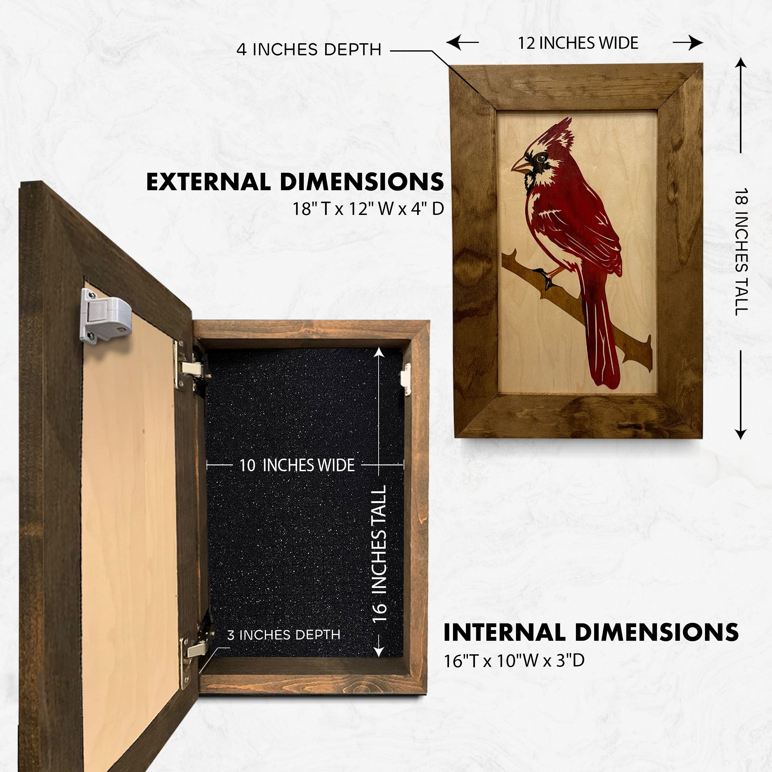 Red Cardinal Bird Gun Concealment Furniture by Bellewood Designs - product image 6 for Resin Society