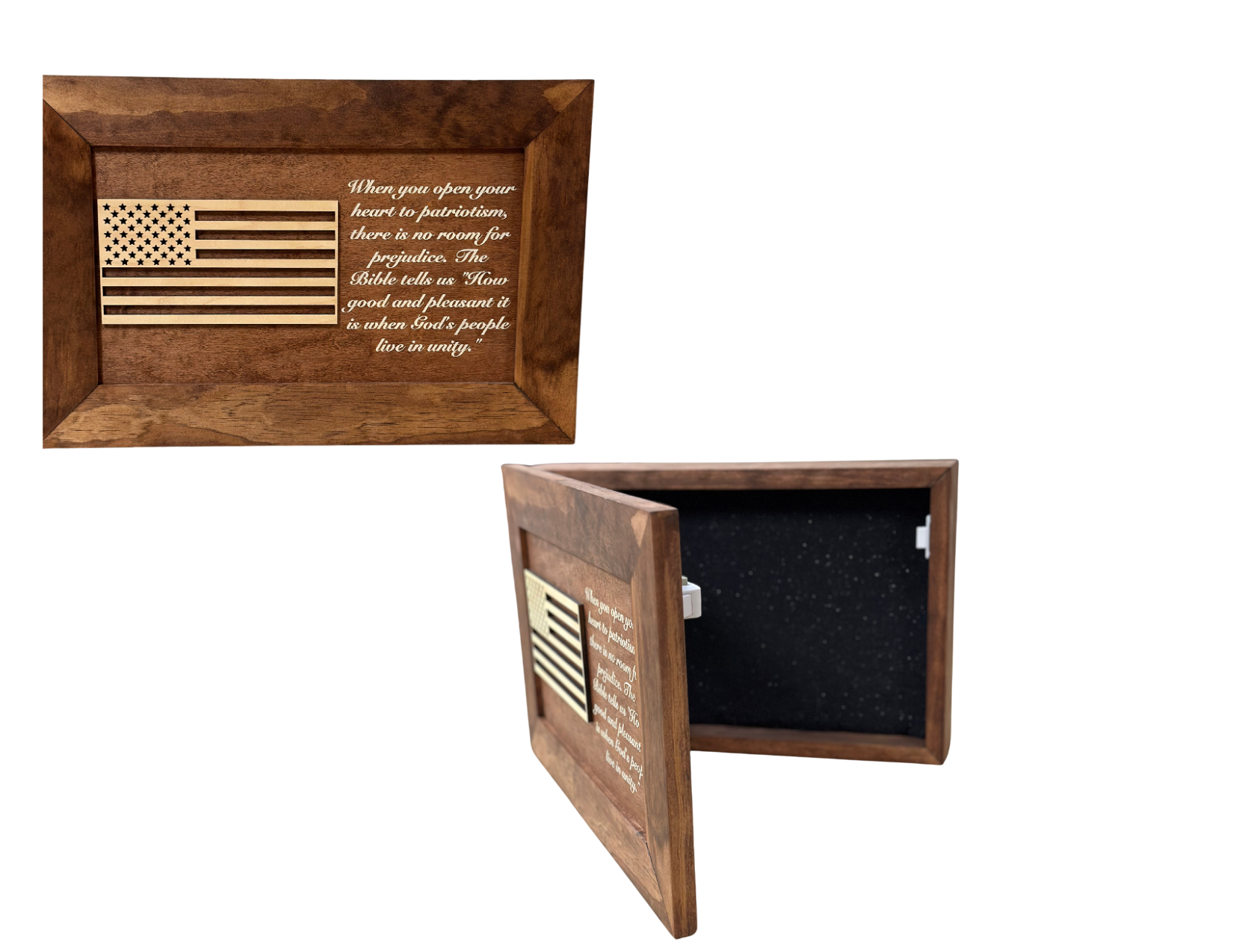 American Flag & Patriotism Decorative & Secure Wall-Mounted Gun Cabinet by Bellewood Designs - main product image for Resin Society