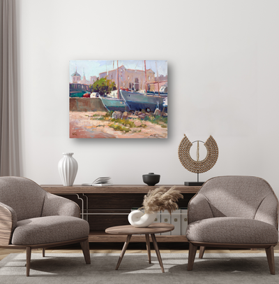 Repair Yard Artist Enhanced Canvas Print by John Beard Collection - product image 3 for Resin Society