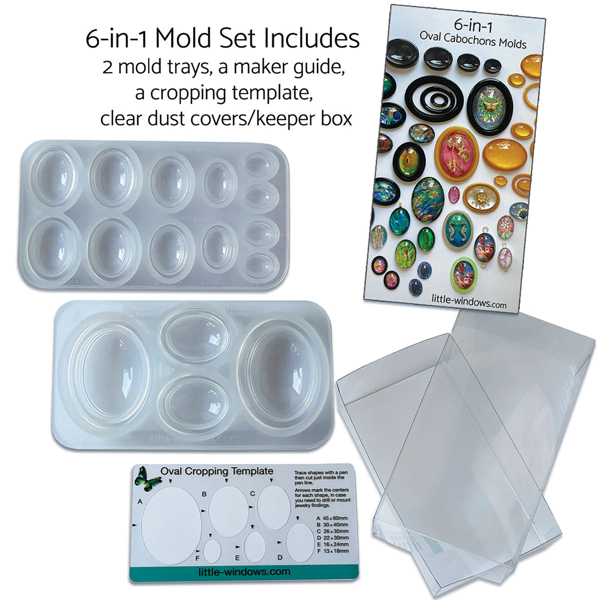 6-in-1 Oval Cabochons Mold Set detail image - Resin Society