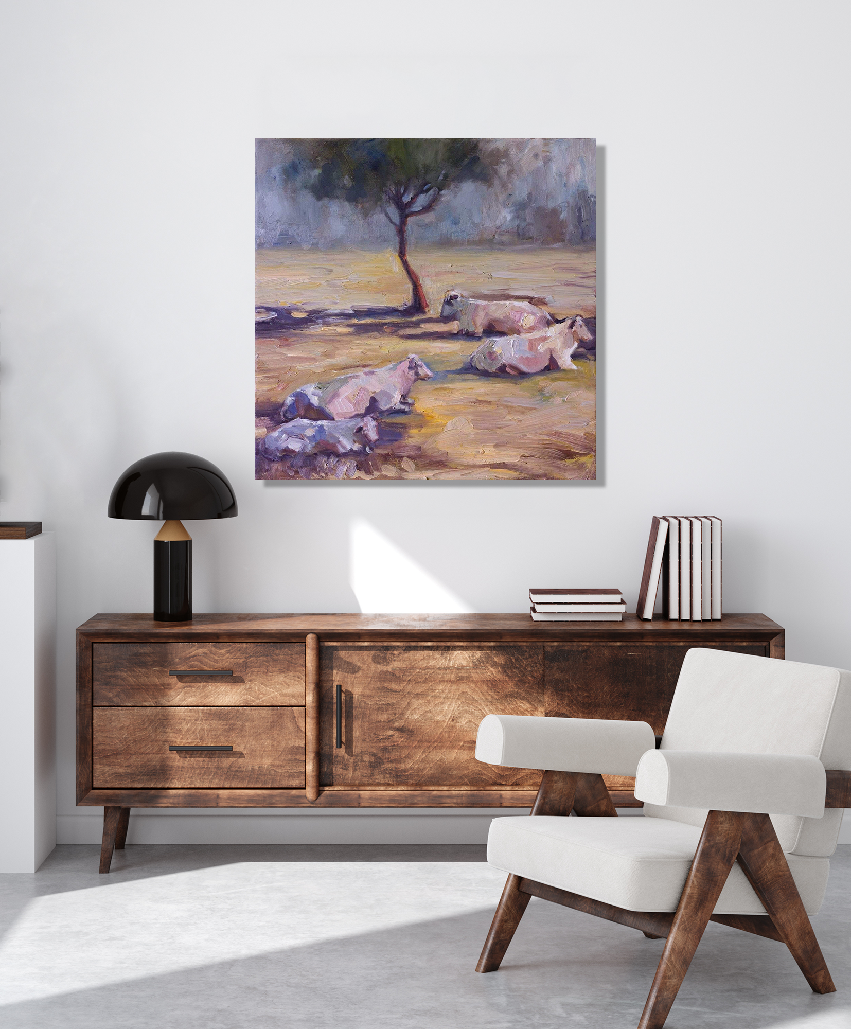 Resting Cows Artist Enhanced Canvas Print by John Beard Collection - product image 2 for Resin Society