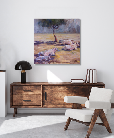 Resting Cows Artist Enhanced Canvas Print by John Beard Collection - product image 2 for Resin Society