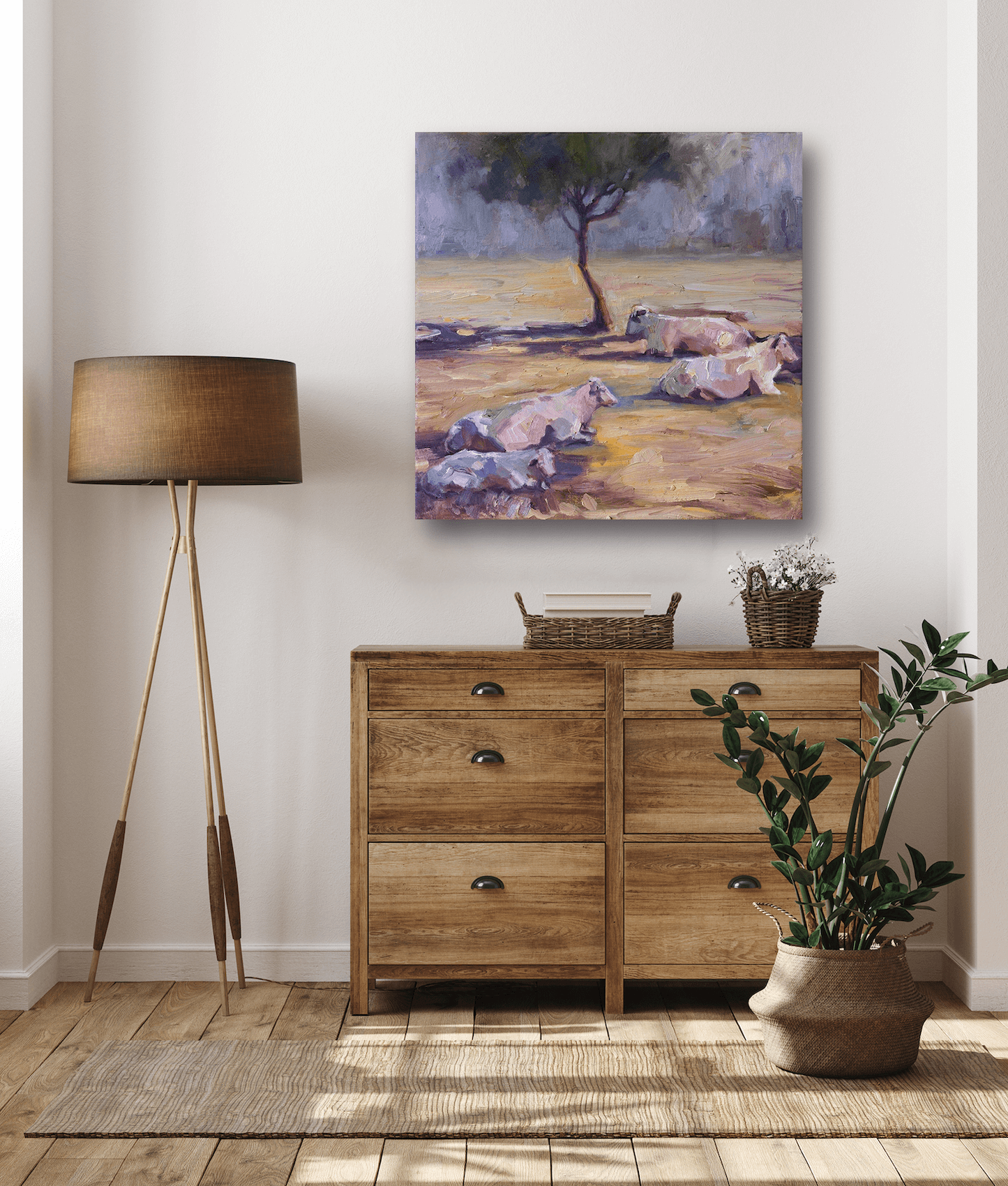 Resting Cows Artist Enhanced Canvas Print by John Beard Collection - product image 4 for Resin Society