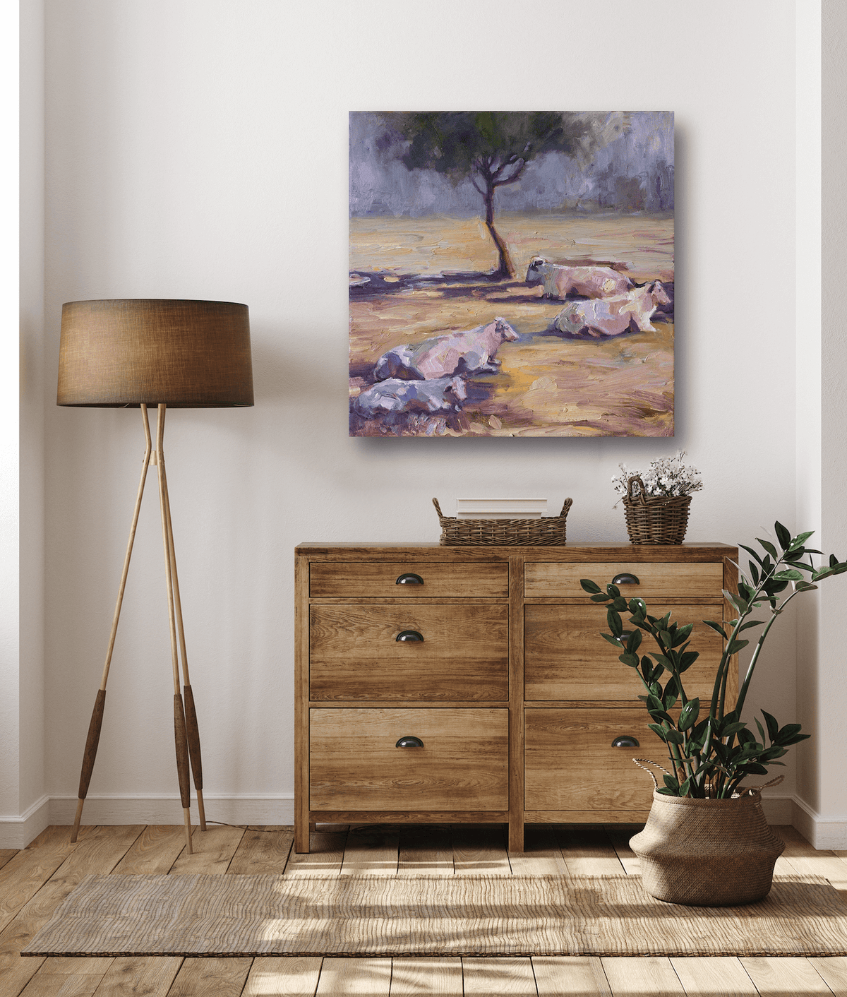 Resting Cows Artist Enhanced Canvas Print by John Beard Collection - product image 4 for Resin Society