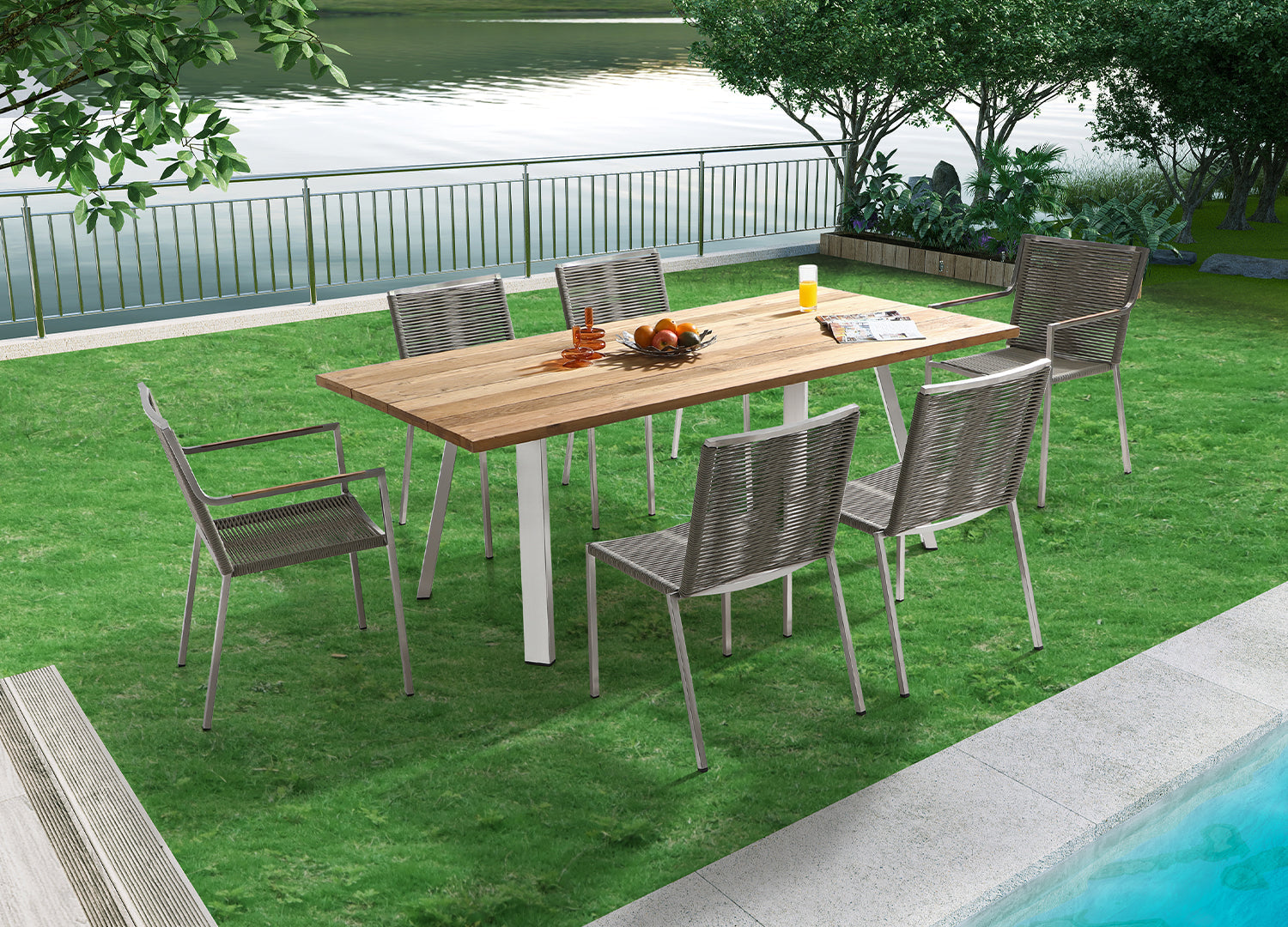 Rhea Outdoor Dining Table detail image - Resin Society
