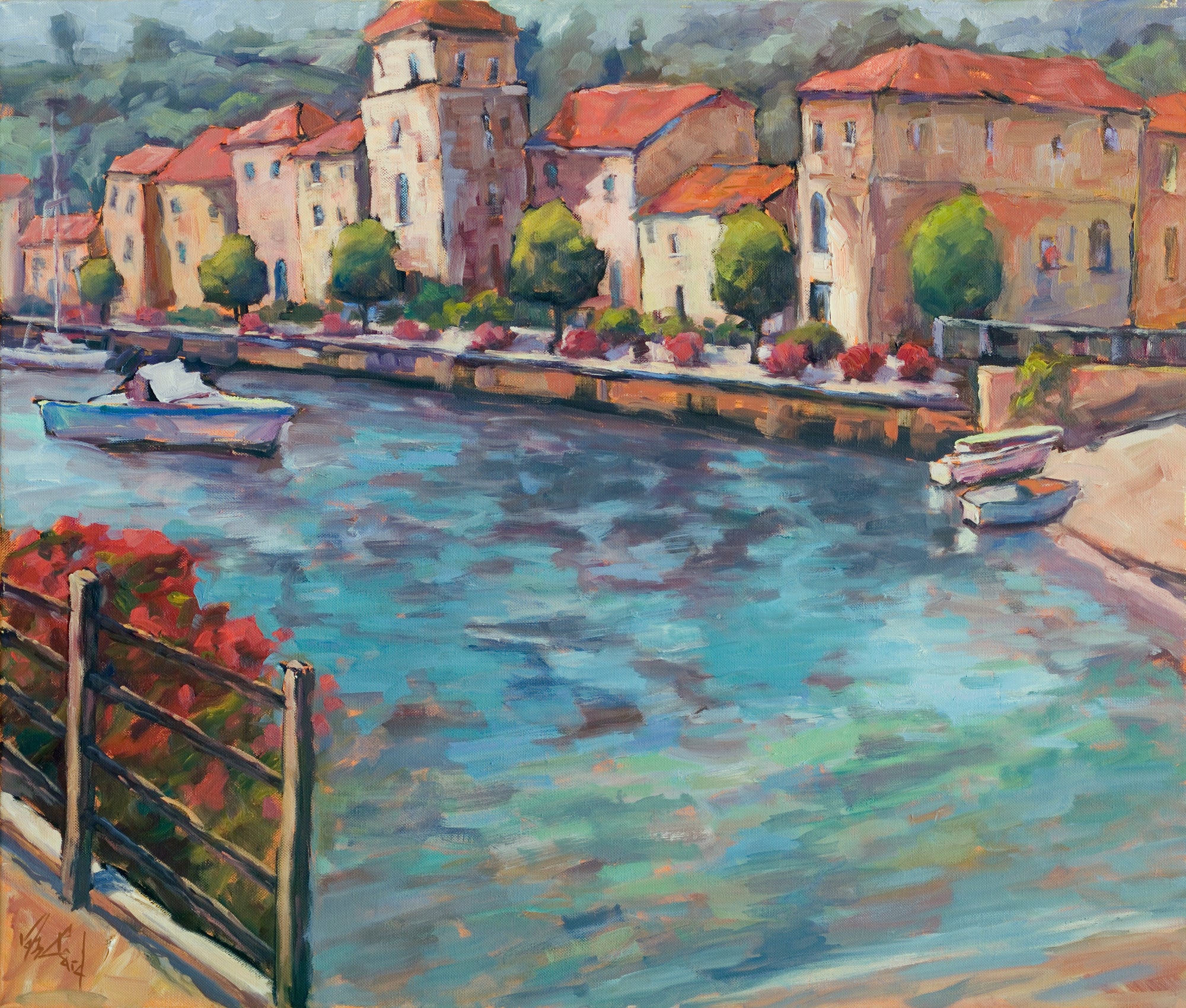 Riverside Artist Enhanced Canvas Print by John Beard Collection - main product image for Resin Society