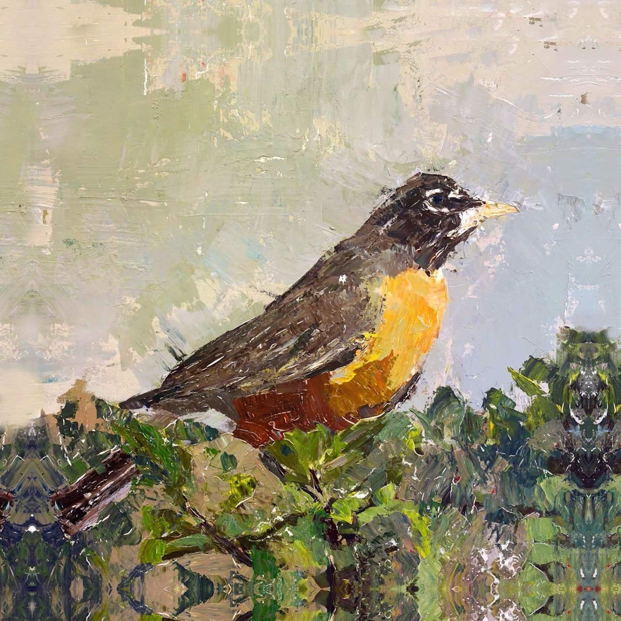 Robin Artist Enhanced Canvas Print by John Beard Collection - main product image for Resin Society