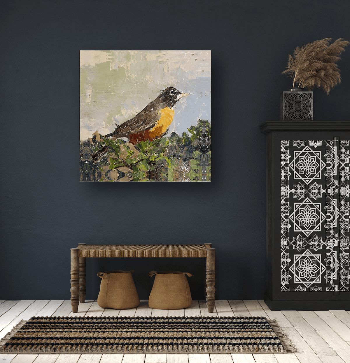 Robin Artist Enhanced Canvas Print by John Beard Collection - product image 3 for Resin Society