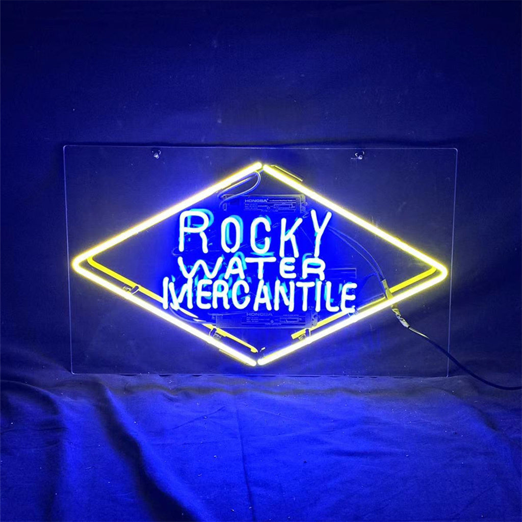 Rocky Water Mercantile Neon Sign Light by Neon Signs Land - main product image for Resin Society