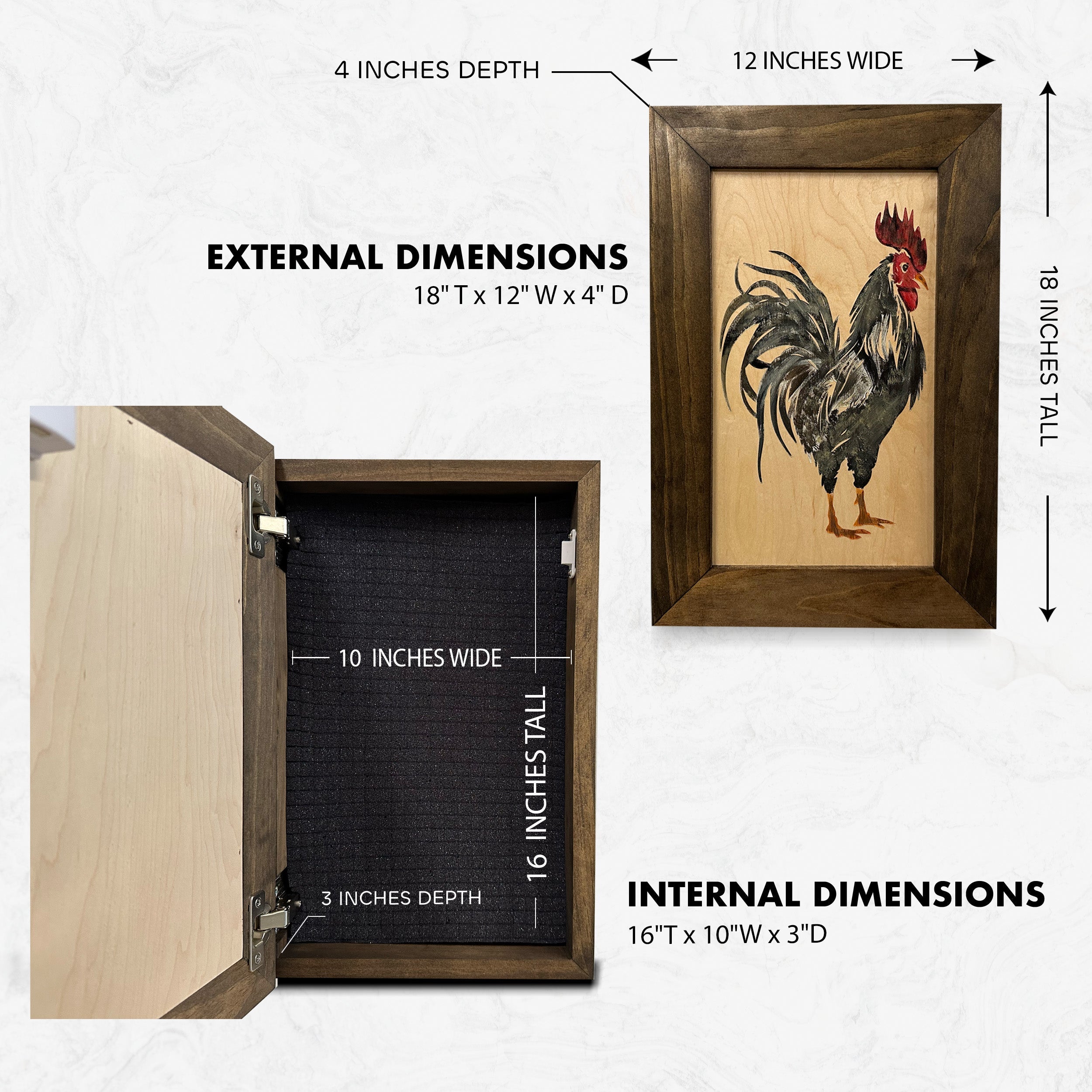 Farmhouse Rooster Gun Concealment Furniture by Bellewood Designs - product image 6 for Resin Society