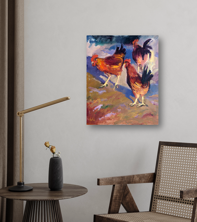 Roosters Artist Enhanced Canvas Print by John Beard Collection - product image 2 for Resin Society