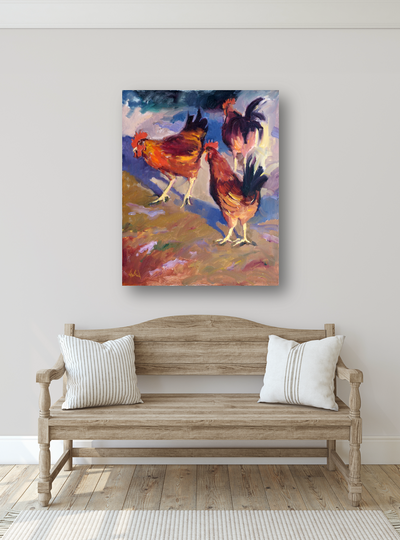 Roosters Artist Enhanced Canvas Print by John Beard Collection - product image 4 for Resin Society