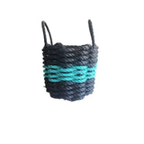Handmade black and teal rope storage basket by Little Salty Rope