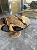 Custom Round Epoxy Resin Walnut Dining Table by Gizz - product image 17 for Resin Society