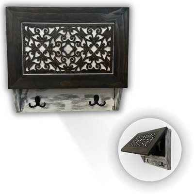 Rustic Diamond Hidden Gun Cabinet – Ornate Concealment Coat Rack by Bellewood Designs - main product image for Resin Society