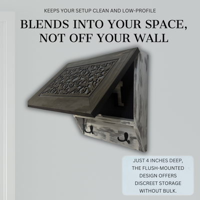 Rustic Diamond Hidden Gun Cabinet – Ornate Concealment Coat Rack by Bellewood Designs - product image 5 for Resin Society