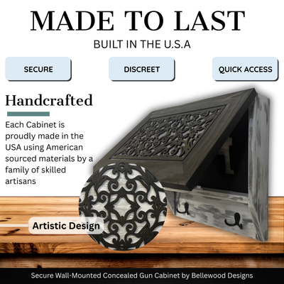 Rustic Diamond Hidden Gun Cabinet – Ornate Concealment Coat Rack by Bellewood Designs - product image 3 for Resin Society
