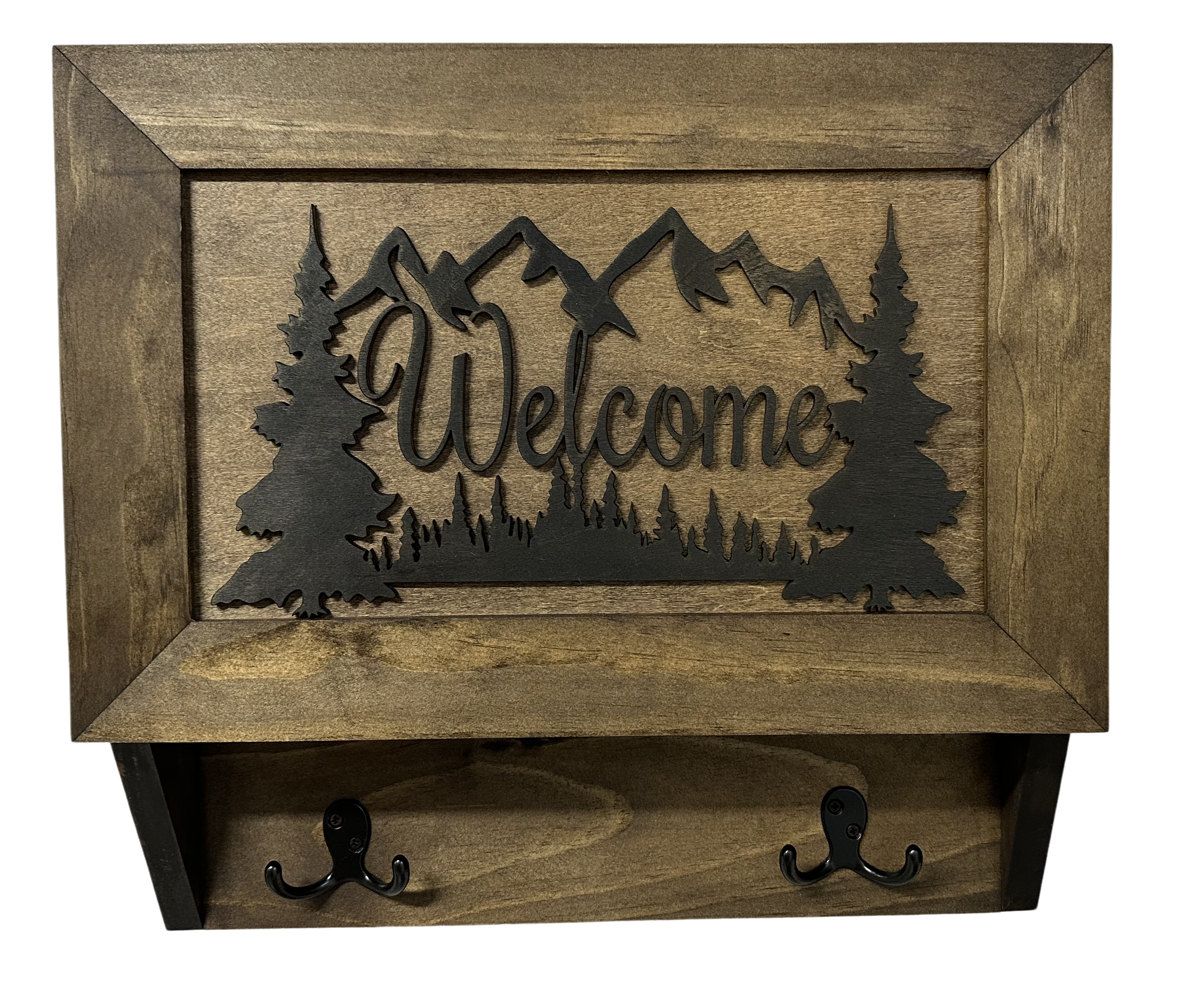 Rustic Mountain Welcome Wall-Mounted Gun Cabinet – Concealed Lockable by Bellewood Designs - product image 2 for Resin Society