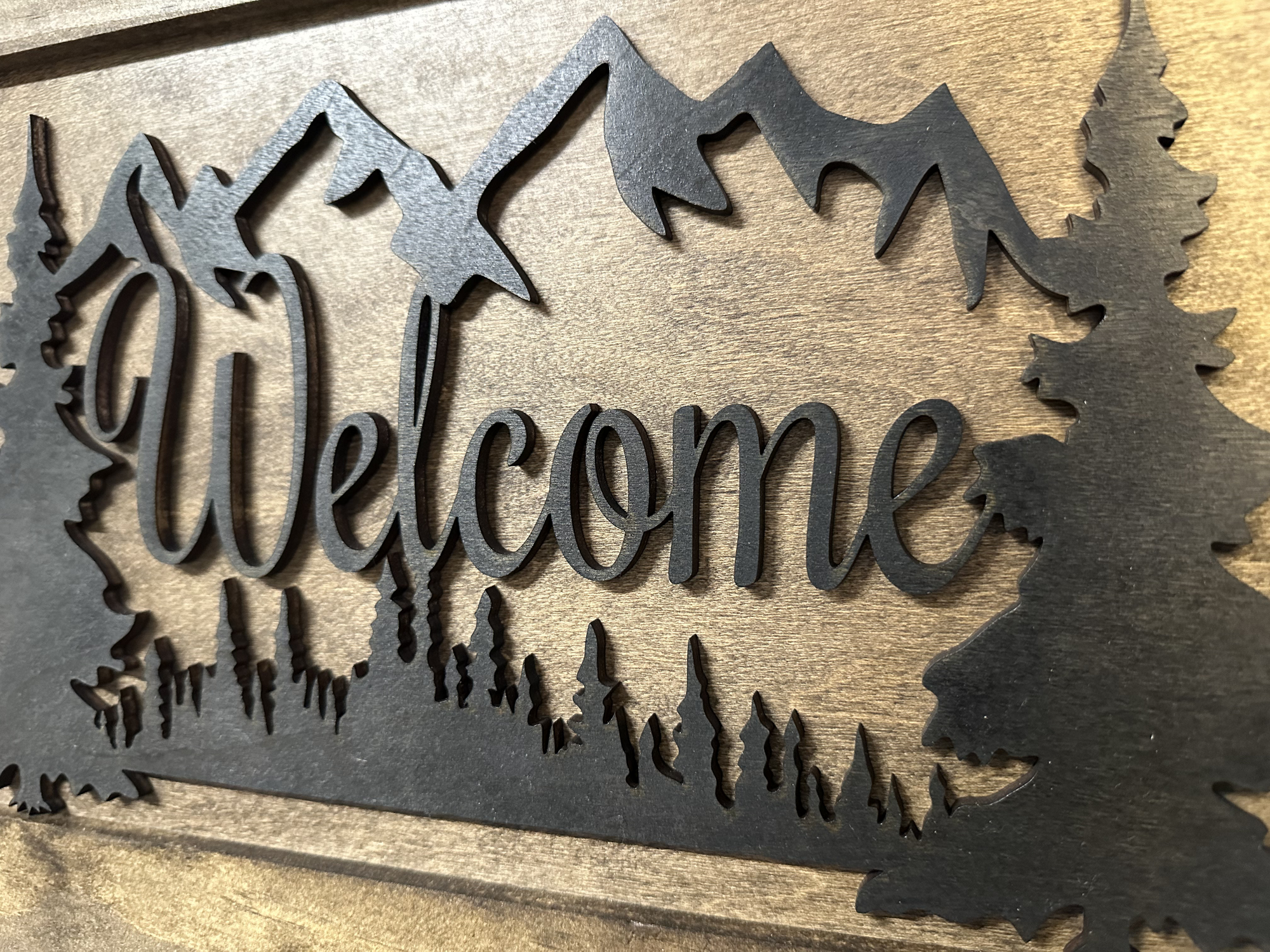 Rustic Mountain Welcome Wall-Mounted Gun Cabinet – Concealed Lockable by Bellewood Designs - product image 10 for Resin Society