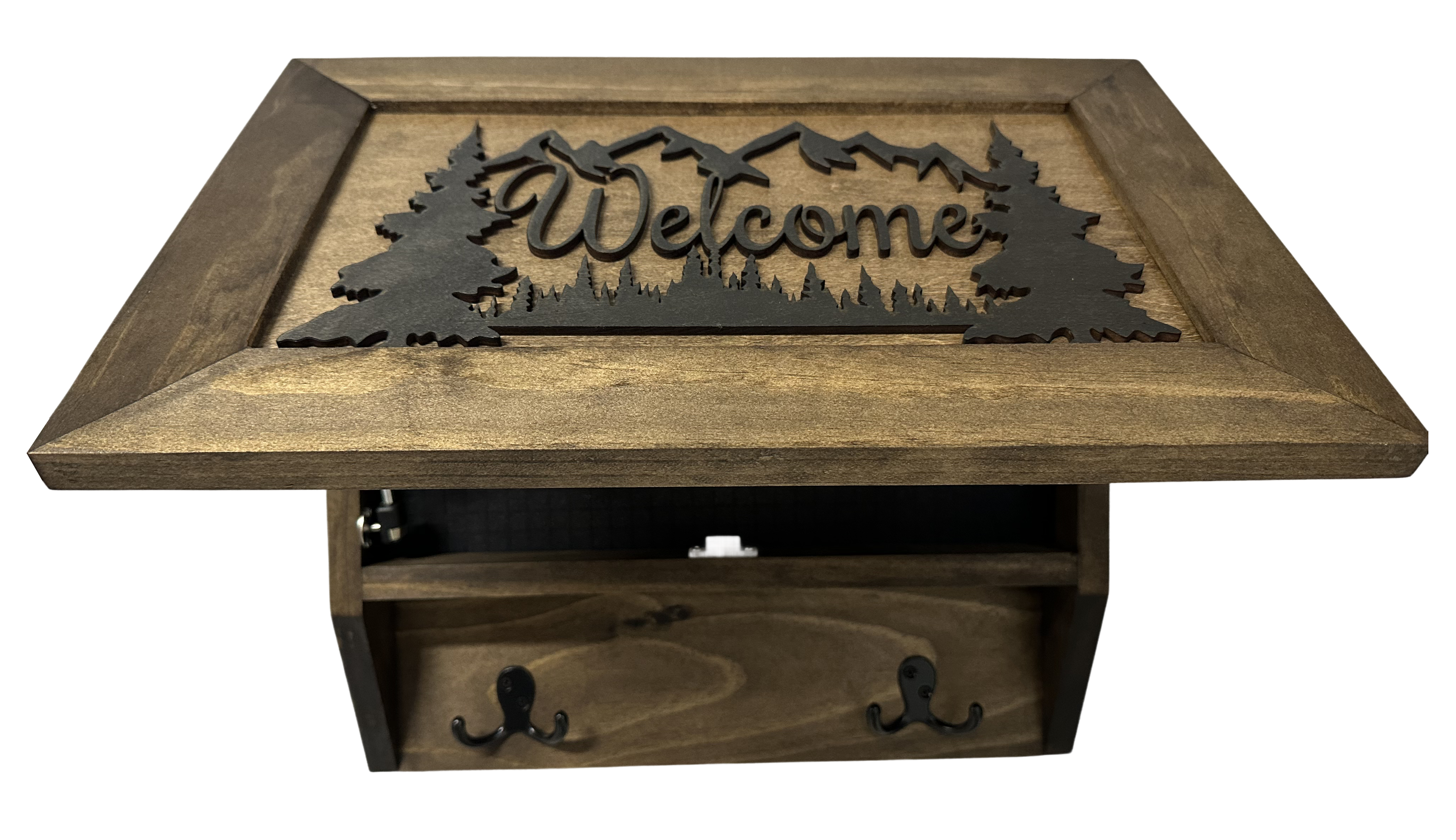 Rustic Mountain Welcome Wall-Mounted Gun Cabinet – Concealed Lockable by Bellewood Designs - product image 4 for Resin Society