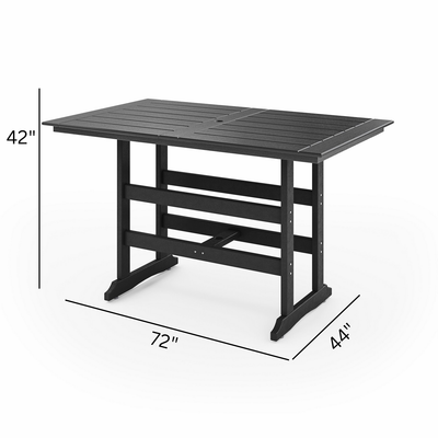SoPoly 72 inch Savannah Farmhouse Bar Table in outdoor setting