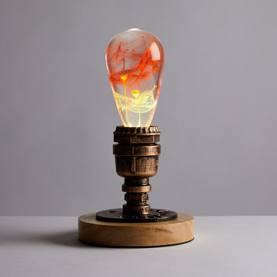EP Light Solar Corona Resin LED Bulb with wooden base showing unique resin design