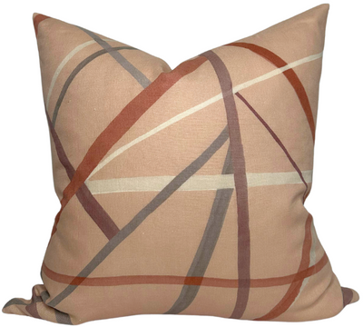 Simpatico Pillow Cover in Terracotta by DEKOWE, showing abstract terracotta pattern on linen fabric
