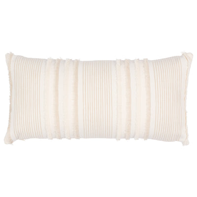 Billy Embroidered Pillow Cover in Natural color displayed on seating