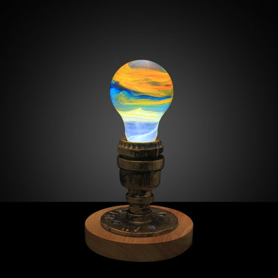 EP Light Solar System Resin LED Lamp with wooden base showing handcrafted resin design