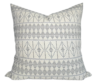 Souk Pillow Cover in Onyx Indigo, showing woven fabric texture and ivory backing