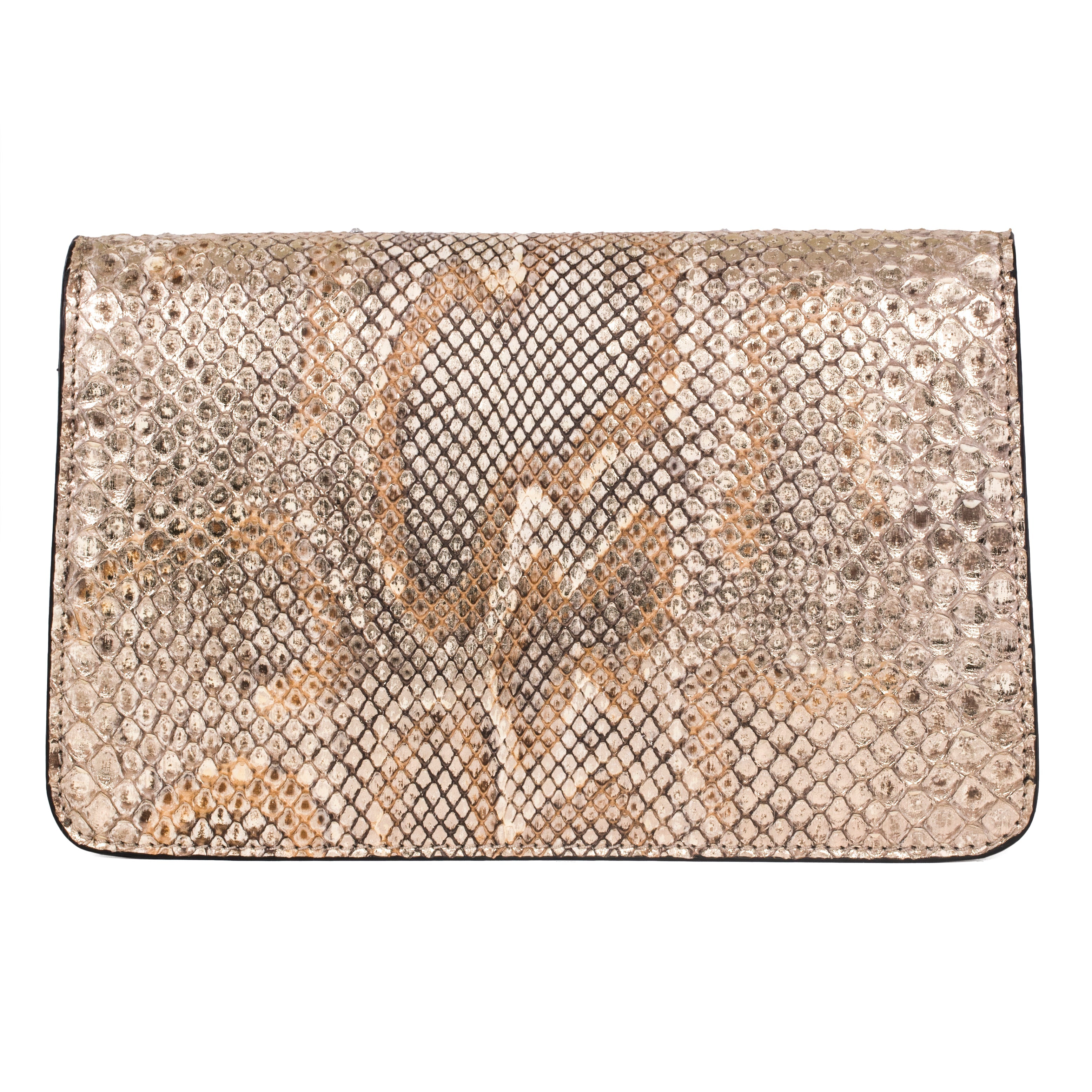 Silver and Gold Python Clutch With Swarovski Crystals by Allysa Payne Beverly Hills - product image 4 for Resin Society