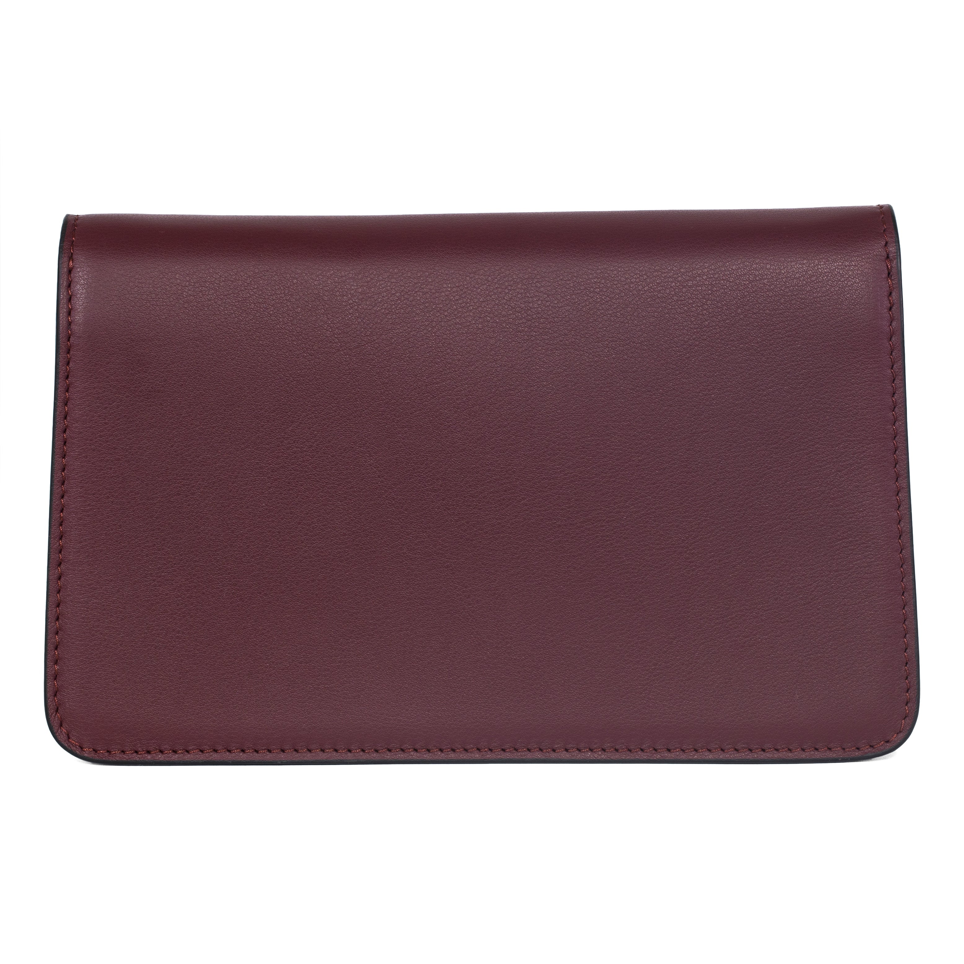 Bordeaux Leather Clutch With Custom Swarovski Stone