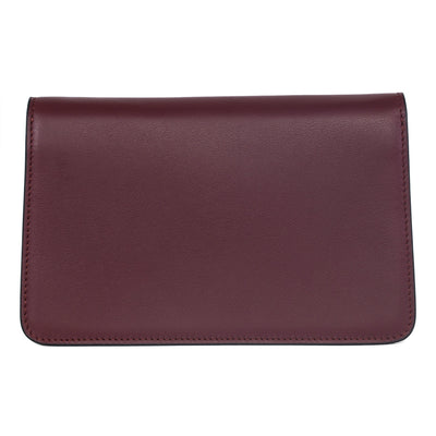 Bordeaux Leather Clutch With Custom Swarovski Stone