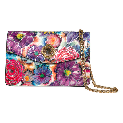 Floral Leather Clutch With Custom Swarovski Stone