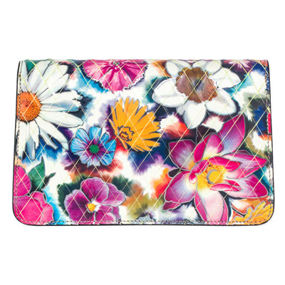 Floral Leather Clutch With Custom Swarovski Stone