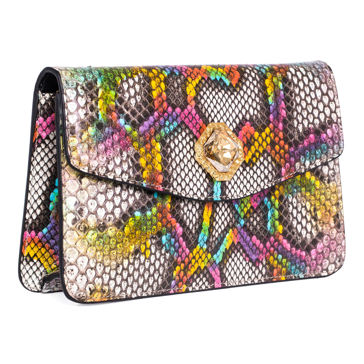Rainbow Snakeskin Clutch With Custom Swarovski Stone by Allysa Payne Beverly Hills - main product image for Resin Society
