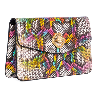 Rainbow Snakeskin Clutch With Custom Swarovski Stone by Allysa Payne Beverly Hills - main product image for Resin Society