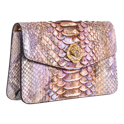 Iridescent Python Clutch With Custom Swarovski Stone by Allysa Payne Beverly Hills - main product image for Resin Society