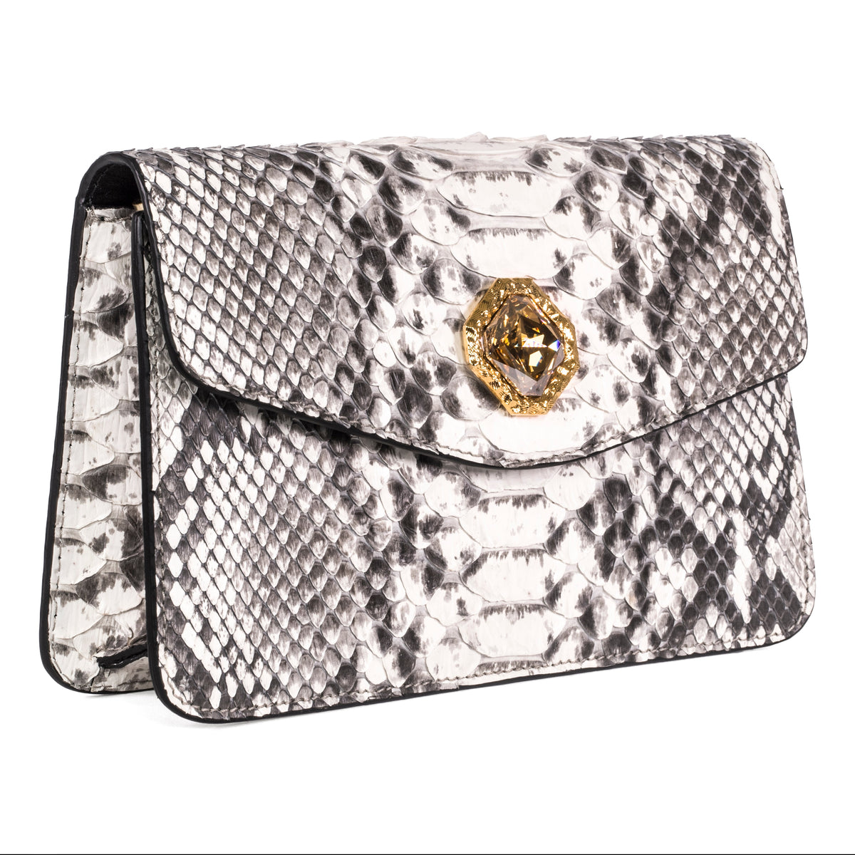Natural Python Clutch With Custom Swarovski Stone by Allysa Payne Beverly Hills - main product image for Resin Society