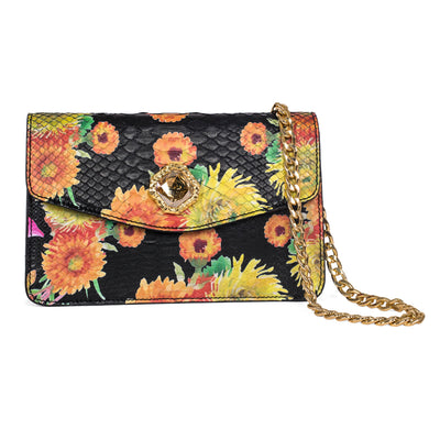 Custom Floral Black Python Clutch With Custom Swarovski Stone by Allysa Payne Beverly Hills - product image 2 for Resin Society