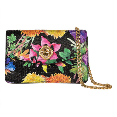 Custom Floral Black Python Clutch With Custom Swarovski Stone by Allysa Payne Beverly Hills - product image 2 for Resin Society