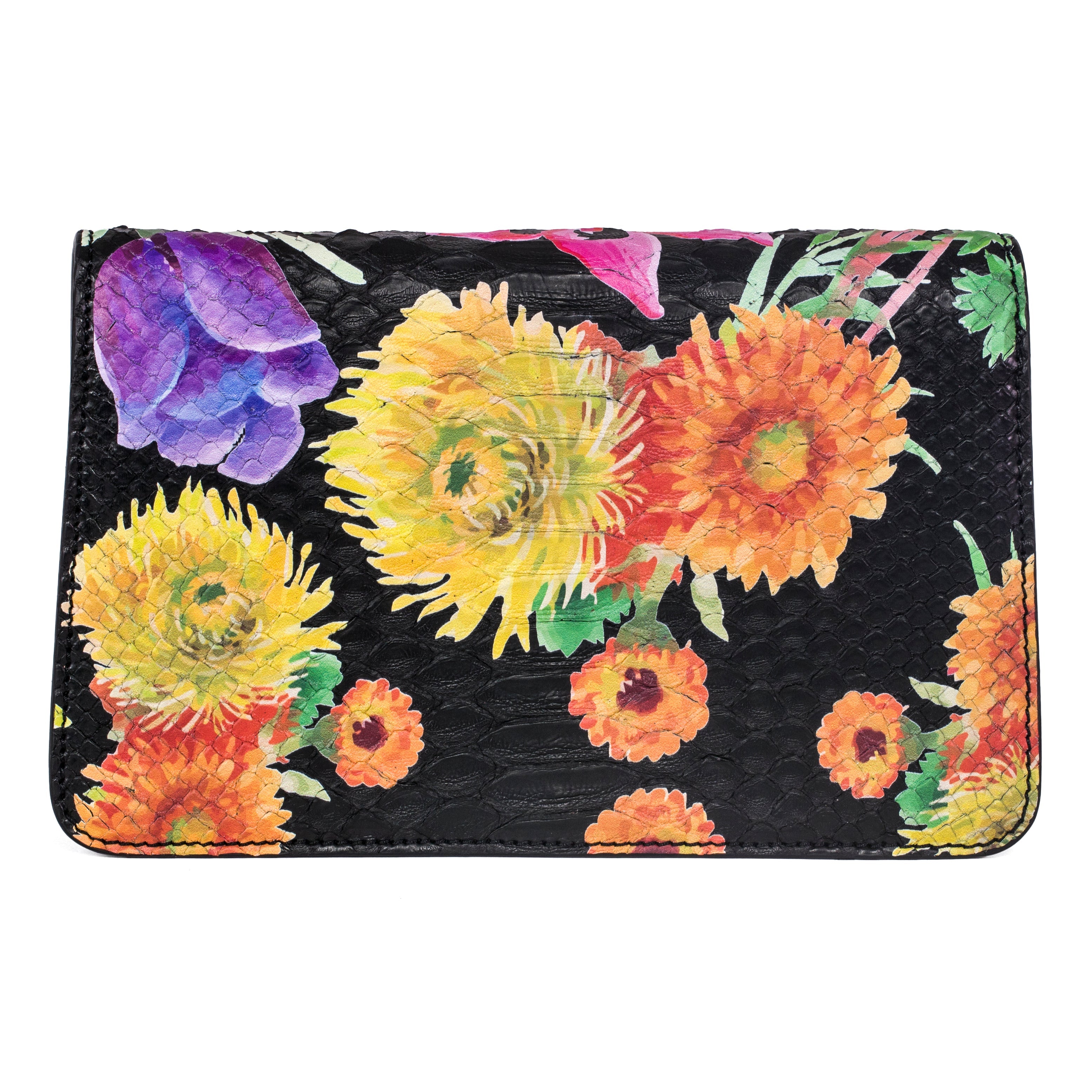Custom Floral Black Python Clutch With Custom Swarovski Stone by Allysa Payne Beverly Hills - product image 4 for Resin Society