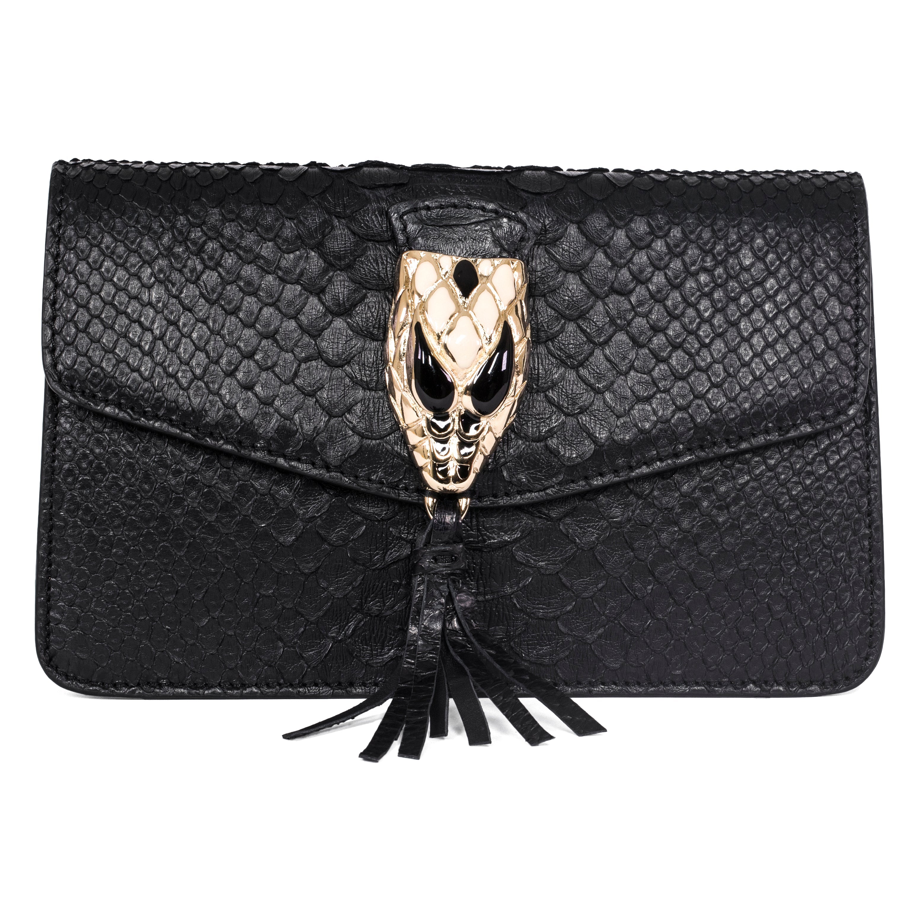 Black Python Clutch With Snake Head by Allysa Payne Beverly Hills - product image 2 for Resin Society