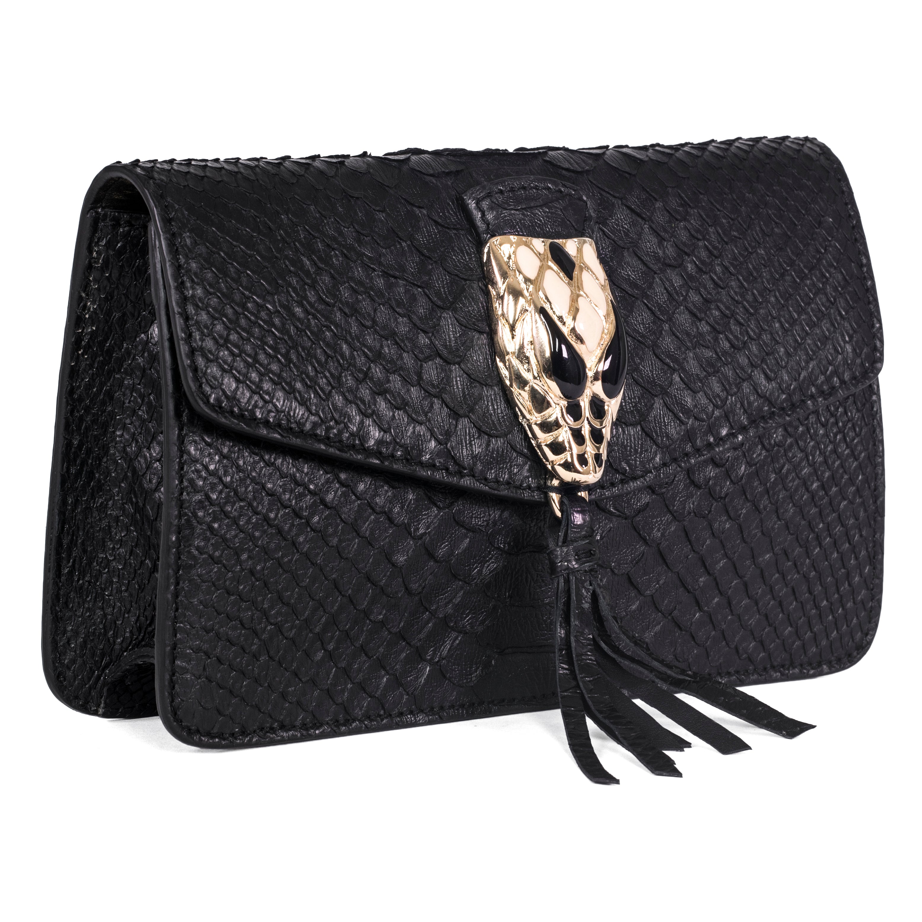 Black Python Clutch With Snake Head by Allysa Payne Beverly Hills - main product image for Resin Society