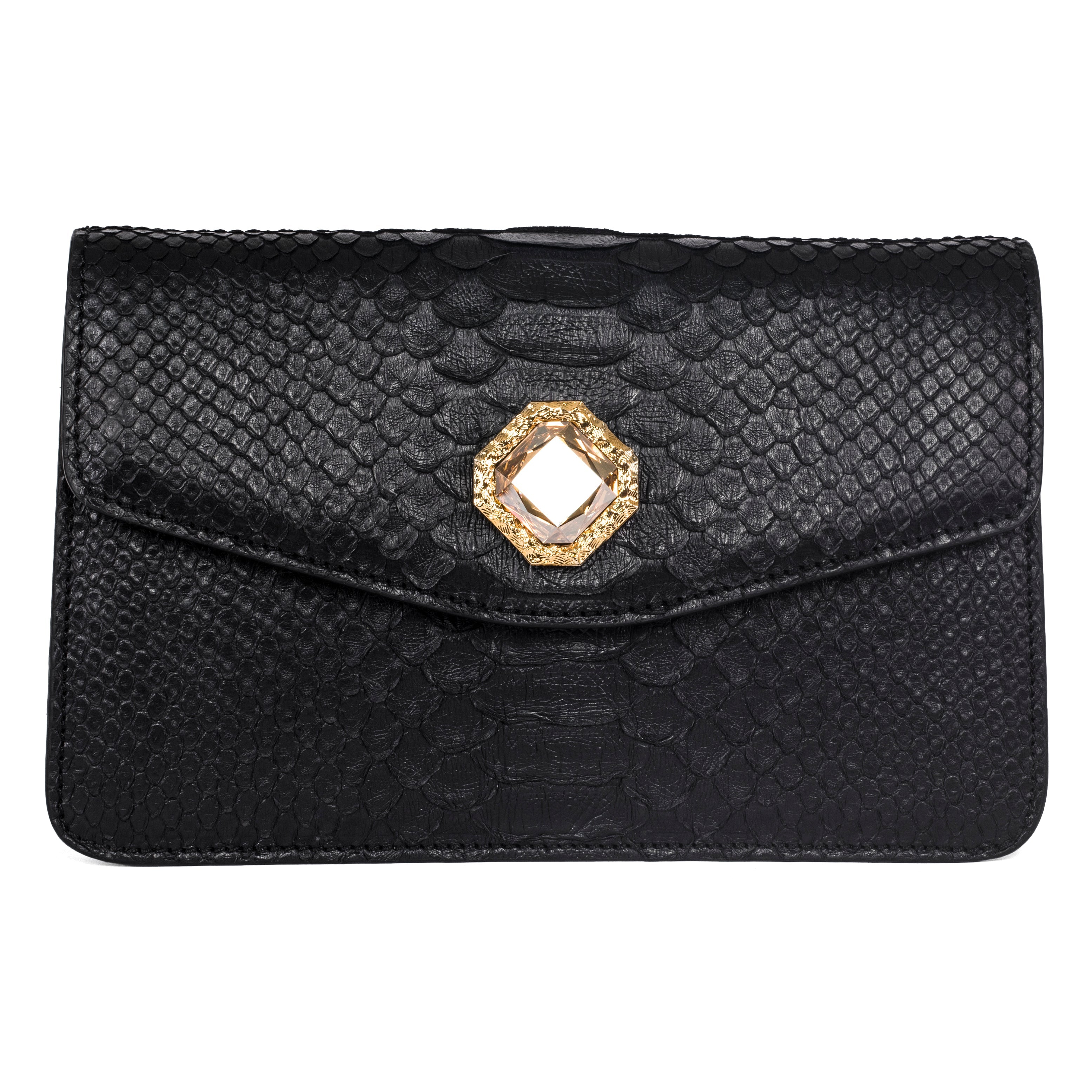 Black Python Clutch with Custom Swarovski Stone by Allysa Payne Beverly Hills - product image 2 for Resin Society
