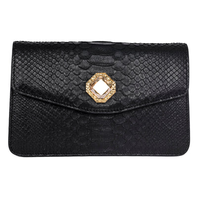 Black Python Clutch with Custom Swarovski Stone by Allysa Payne Beverly Hills - product image 2 for Resin Society