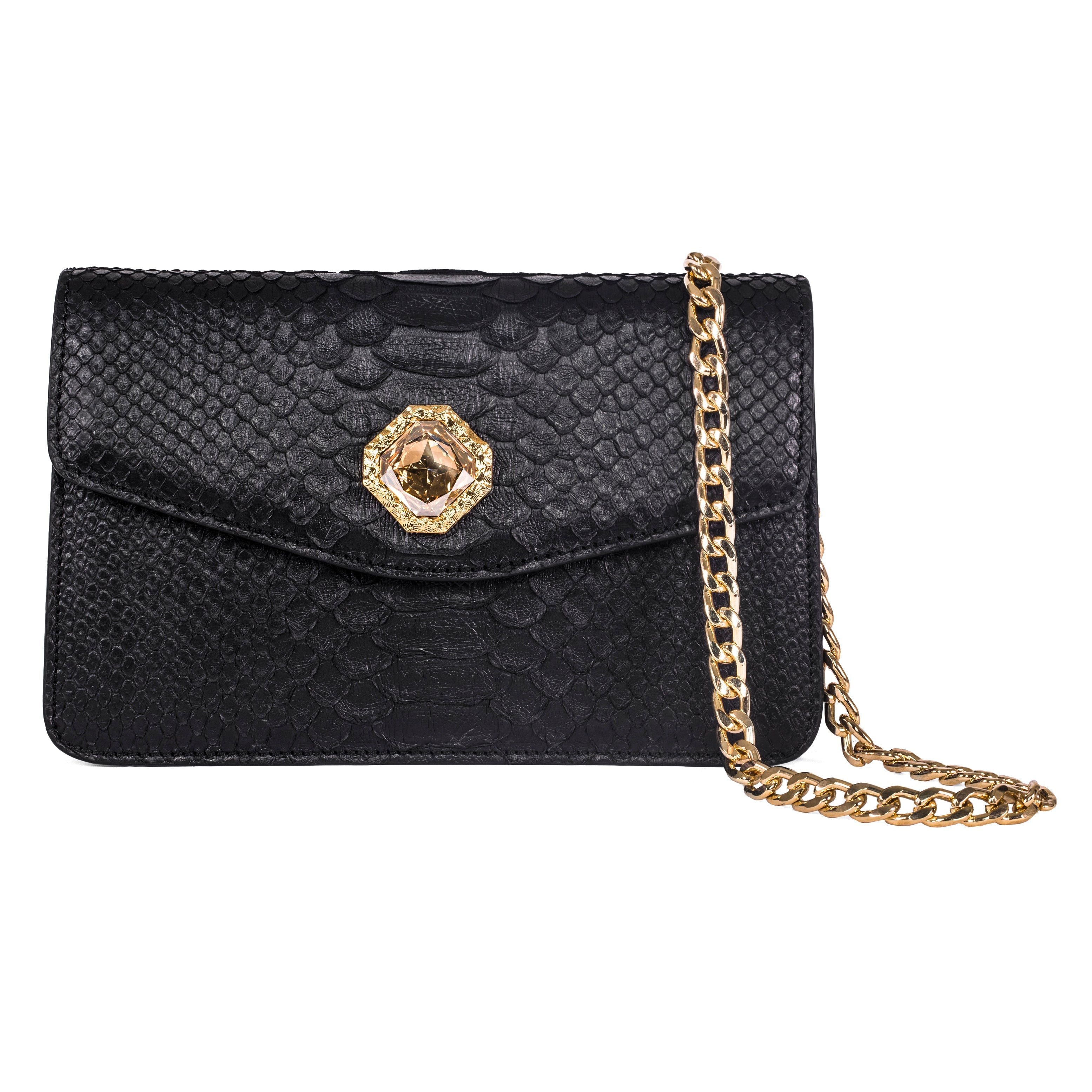 Black Python Clutch with Custom Swarovski Stone by Allysa Payne Beverly Hills - product image 3 for Resin Society