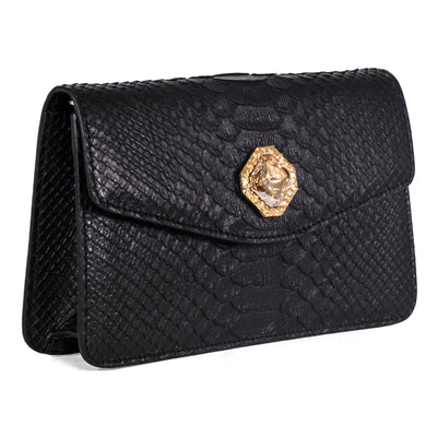 Black Python Clutch with Custom Swarovski Stone by Allysa Payne Beverly Hills - main product image for Resin Society