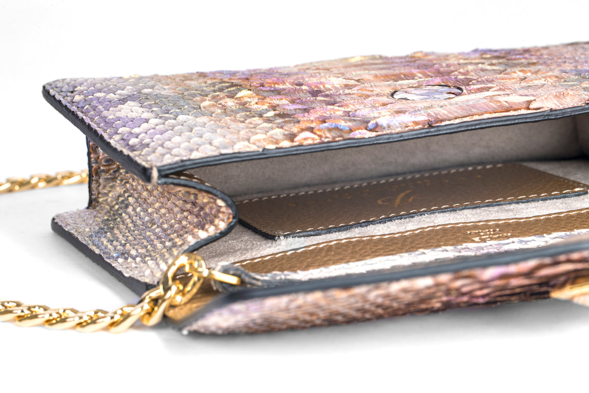 Iridescent Python Clutch With Custom Swarovski Stone by Allysa Payne Beverly Hills - product image 5 for Resin Society