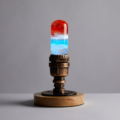 EP Light Sunrise handcrafted resin LED bulb with wooden base options